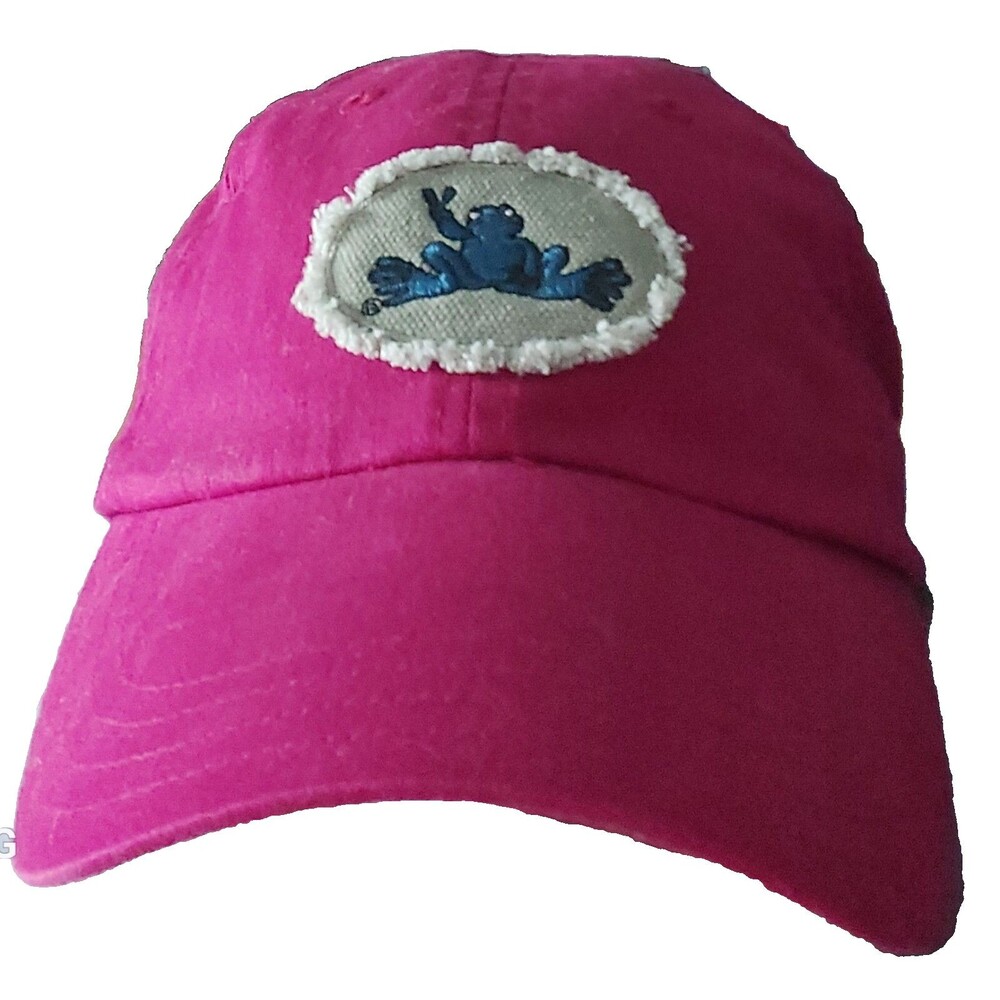 Peace Frog Red with Green Patch and Blue Frog Emblem Strap Back Adjustable Cap